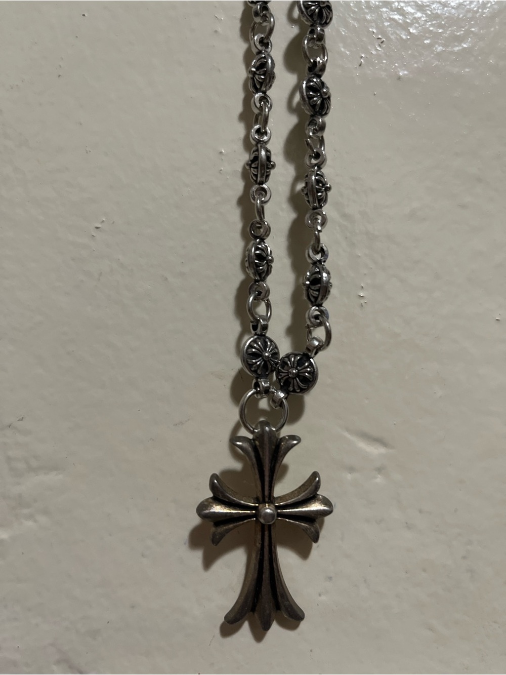 Sterling-Style Silver Cross Pendant Necklace